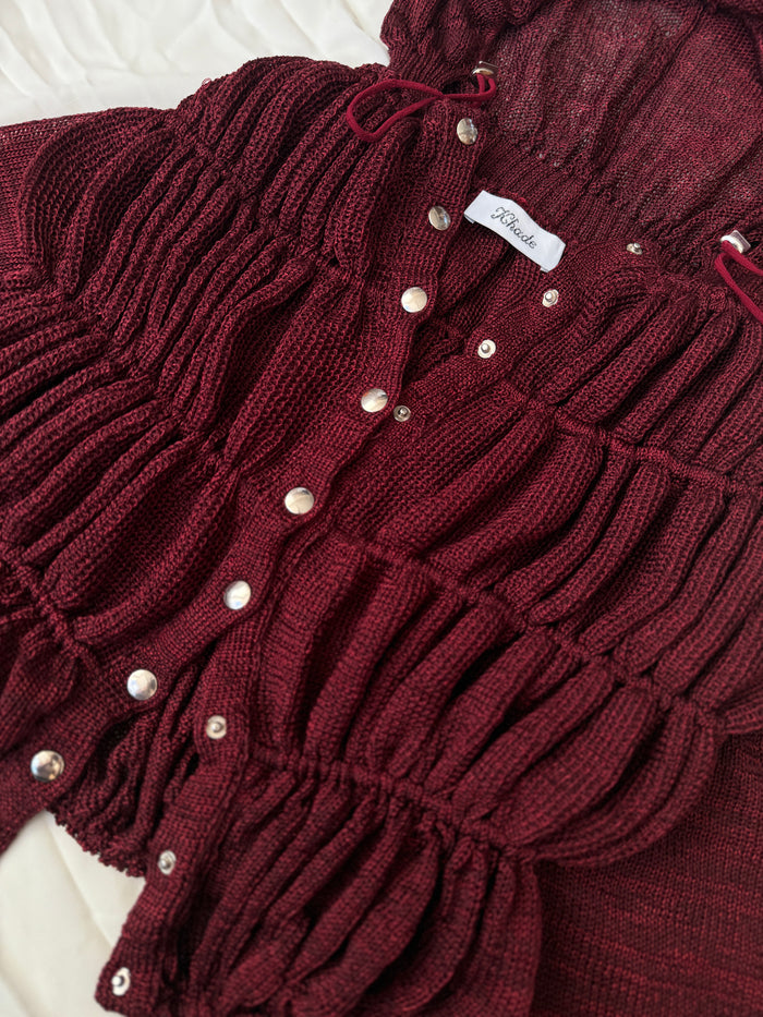 Khade Studio Red Spring Jacket, front snap detail 