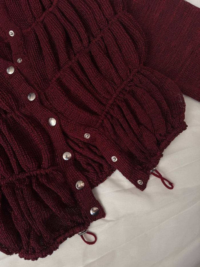 Khade Studio Red Spring Jacket, front cord bottom detail
