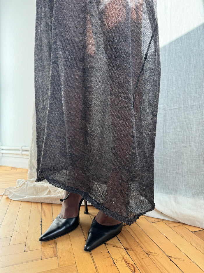 Khade Studio Brown Ahanna Dress, model detail bottom half front