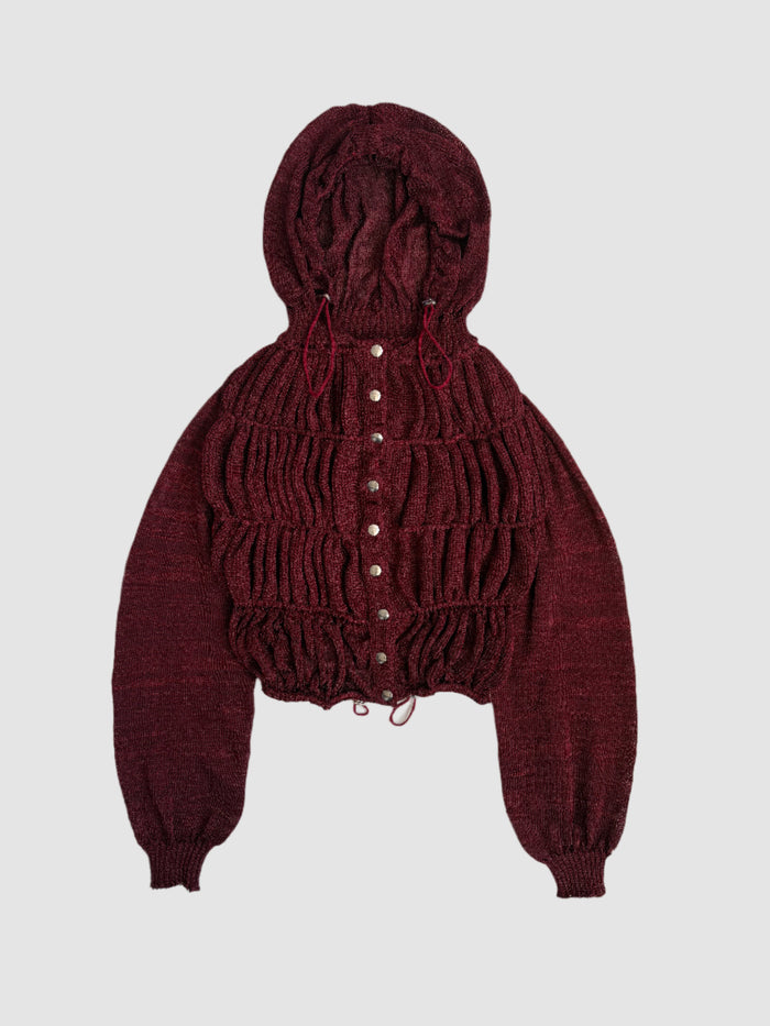 Khade Studio Red Spring Jacket,  front flat shot snaps closed