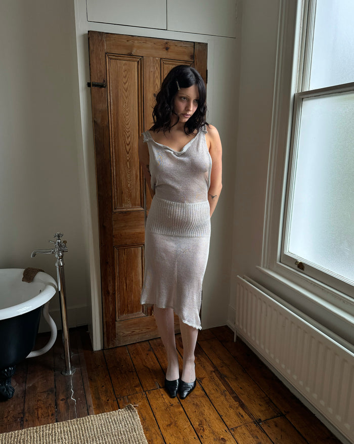 Khade Studio Silver Jiya Dress, model front shot